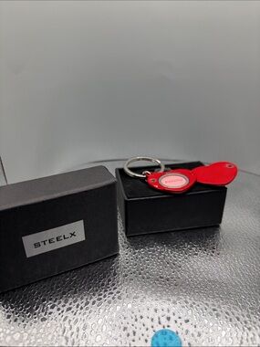 Steelx red heart Photo Keychain
